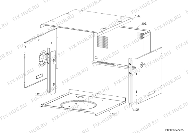 Взрыв-схема плиты (духовки) Electrolux EVEM677BA - Схема узла Housing 001