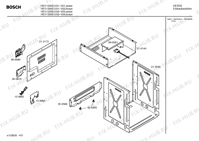 Схема №3 HEV1300EU с изображением Ручка управления духовкой для плиты (духовки) Bosch 00181493