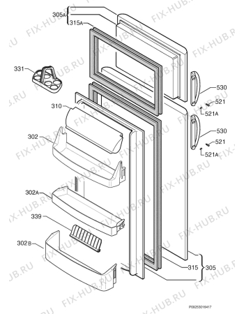 Взрыв-схема холодильника Arthurmartinelux ARA2324 - Схема узла Door 003