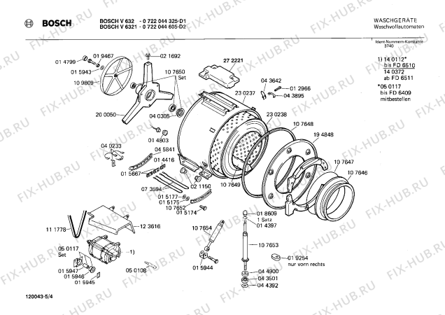 Взрыв-схема стиральной машины Bosch 0722044325 V632 - Схема узла 04