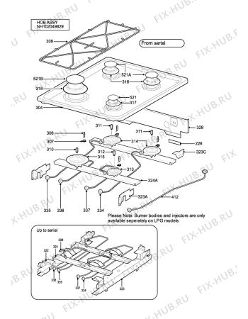 Взрыв-схема плиты (духовки) Parkinson Cowan L50GDBL - Схема узла H10 Hob