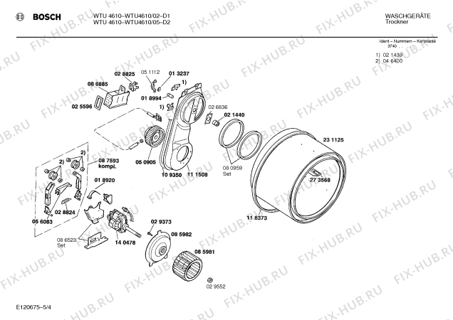Взрыв-схема сушильной машины Bosch WTU4610 - Схема узла 04