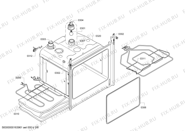 Взрыв-схема плиты (духовки) Bosch HBN211E2M - Схема узла 03