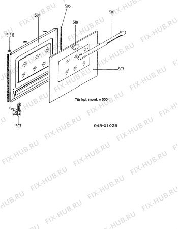 Взрыв-схема плиты (духовки) Juno JES4306 - Схема узла Door 003