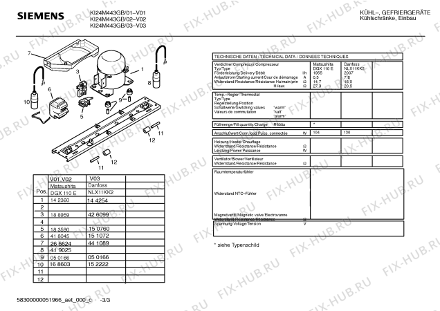 Взрыв-схема холодильника Siemens KI24M443GB - Схема узла 03