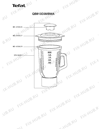 Схема №6 QA803D27/BWA с изображением Держатель для кухонного измельчителя Moulinex MS-650427