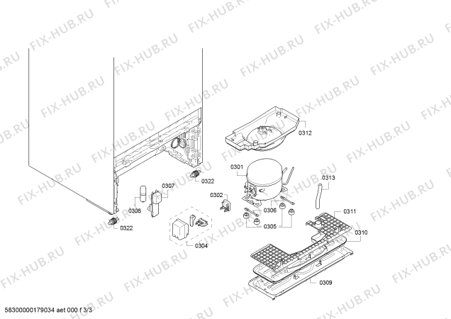 Схема №3 KSF36PI30D с изображением Chiller-зона для холодильной камеры Bosch 00774997