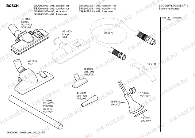 Взрыв-схема пылесоса Bosch BSA2492 sphera 24 1400W - Схема узла 03