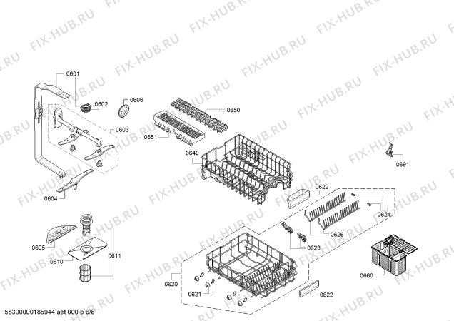 Взрыв-схема посудомоечной машины Bosch SPV43M30EU Silence Plus - Схема узла 06