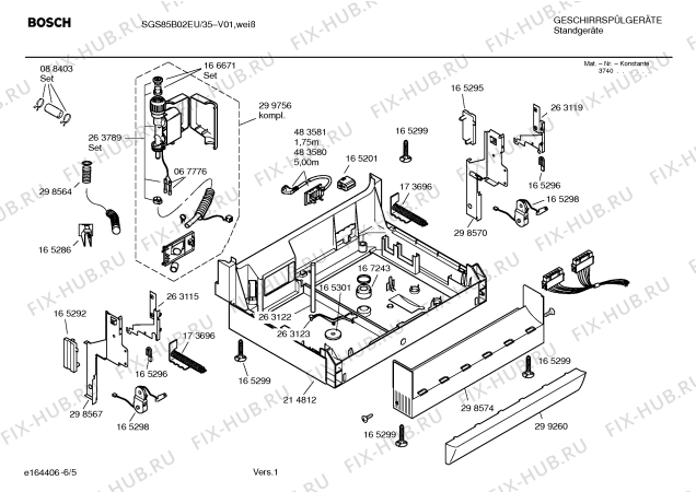 Схема №6 SGS85B02EU Exclusiv с изображением Краткая инструкция для посудомоечной машины Bosch 00589276