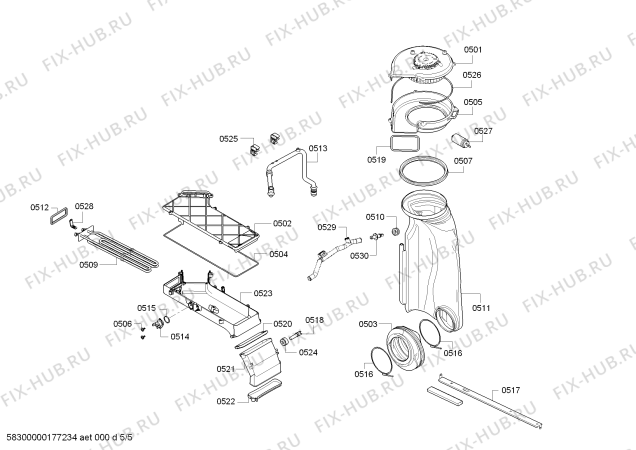 Схема №5 V6540X0OE с изображением Инструкция по эксплуатации для стиралки Bosch 00720626