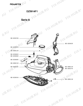 Взрыв-схема утюга (парогенератора) Rowenta DZ5914F1 - Схема узла XP005961.3P2