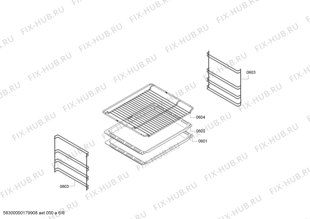Взрыв-схема плиты (духовки) Bosch HBN301E6T - Схема узла 06