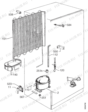 Взрыв-схема холодильника Rex RF35CSEB - Схема узла Cooling system 017