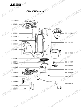Схема №1 CI430B00/AJB с изображением Покрытие для кофеварки (кофемашины) Seb SS-201521