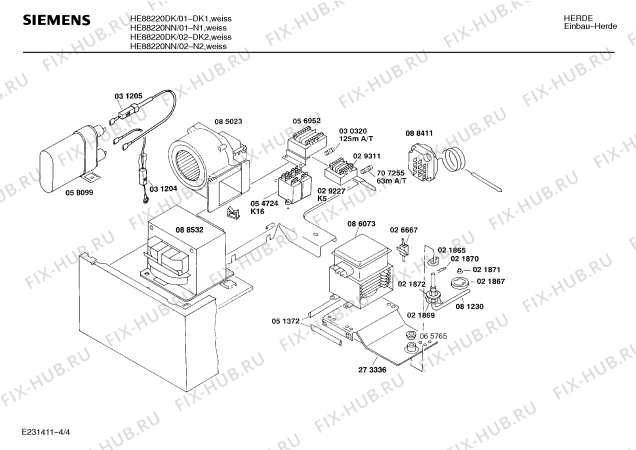 Взрыв-схема плиты (духовки) Siemens HE88220NN - Схема узла 04