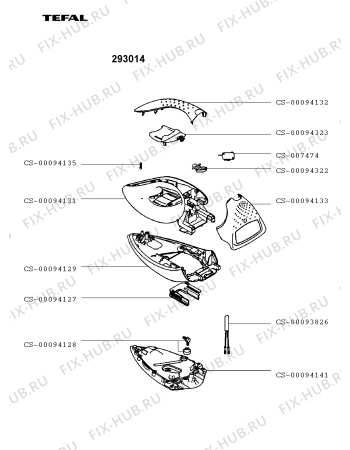 Взрыв-схема утюга (парогенератора) Tefal 293014 - Схема узла 293014GB.__2