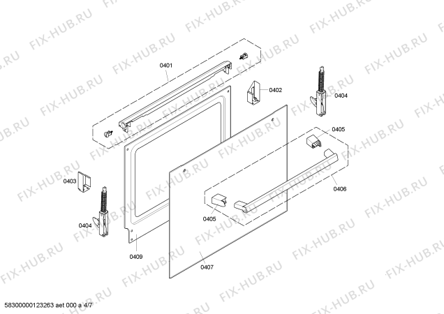 Взрыв-схема плиты (духовки) Bosch HLN423020R - Схема узла 04