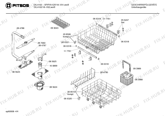 Взрыв-схема посудомоечной машины Pitsos DIL4102 - Схема узла 04