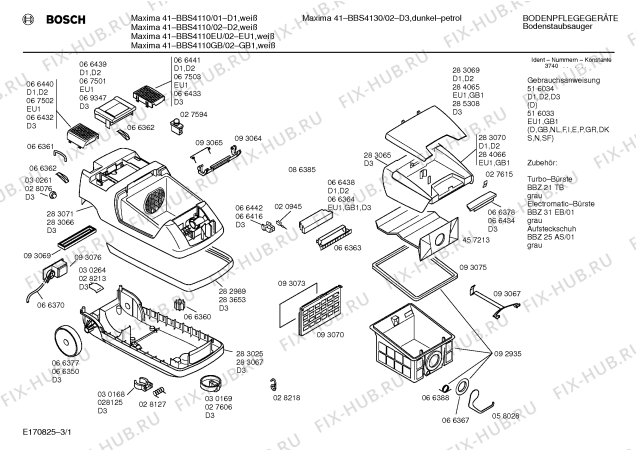 Схема №3 BBS4110 maxima 41 с изображением Кнопка для электропылесоса Bosch 00066441