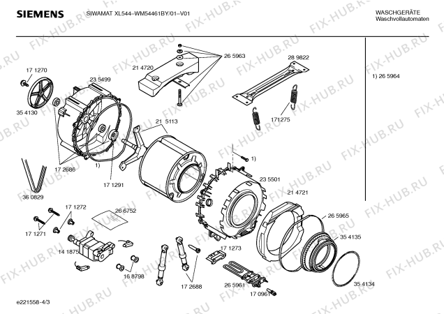 Взрыв-схема стиральной машины Siemens WM54461BY SIWAMAT XL544 - Схема узла 03