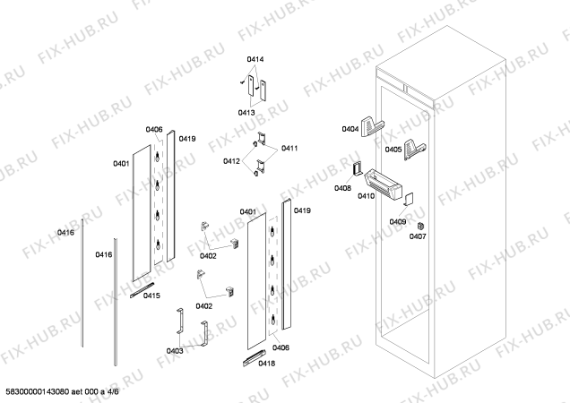 Схема №6 B36IT71SN с изображением Крепеж для холодильной камеры Bosch 00615394