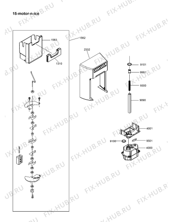 Схема №10 WSX5172K MS с изображением Моторчик вентилятора для холодильника Whirlpool 482000014025