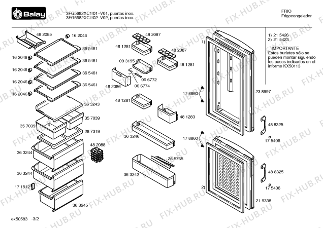 Схема №3 3FG5682XC1 с изображением Панель для холодильника Bosch 00369859
