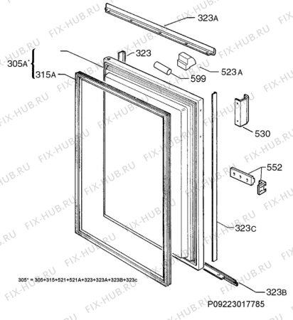 Взрыв-схема холодильника Electrolux RUX1100AOW - Схема узла Door 003