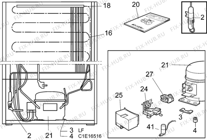 Взрыв-схема холодильника Aeg 2150-6GS - Схема узла C10 Cold, users manual