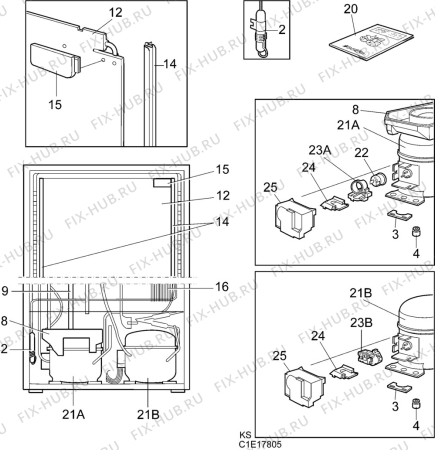 Взрыв-схема холодильника Electrolux ER9096BG - Схема узла C10 Cold, users manual