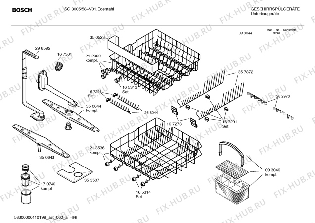 Схема №6 SGI4015 с изображением Инструкция по эксплуатации для посудомоечной машины Bosch 00580854