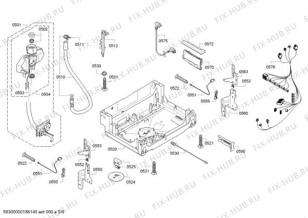 Схема №6 SMI53E15TC с изображением Передняя панель для электропосудомоечной машины Bosch 00795798