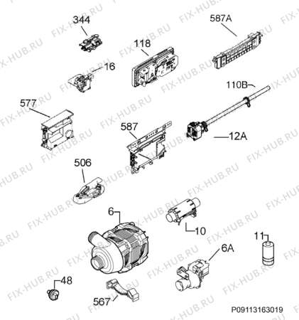 Схема №7 F77012W0P с изображением Микромодуль для посудомойки Aeg 973911414072042