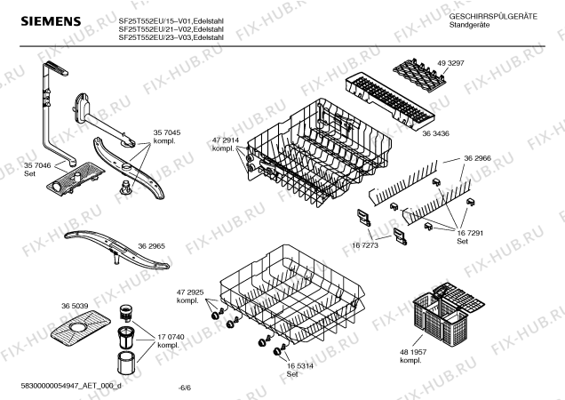 Взрыв-схема посудомоечной машины Siemens SF25T552EU - Схема узла 06