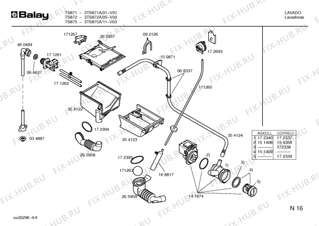 Взрыв-схема стиральной машины Balay 3TS871A TS871 - Схема узла 04
