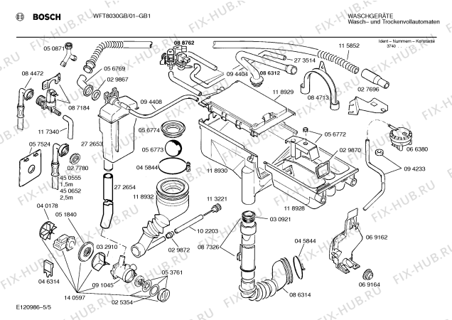 Взрыв-схема стиральной машины Bosch WFT8030GB WFT8030 - Схема узла 05