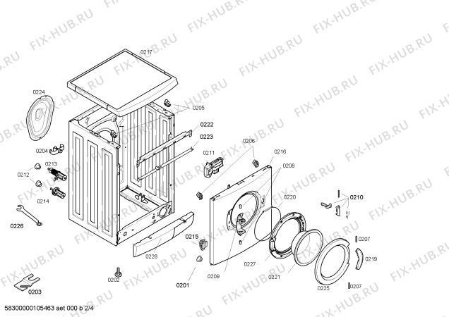 Взрыв-схема стиральной машины Bosch WFO1662PL Maxx WFO 1662 - Схема узла 02