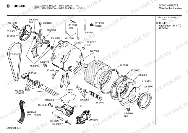 Схема №6 WFP3090 EXCLUSIV F1500A с изображением Таблица программ для стиралки Bosch 00520209