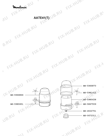 Взрыв-схема кухонного комбайна Moulinex AATE41(T) - Схема узла 4P002405.2P4