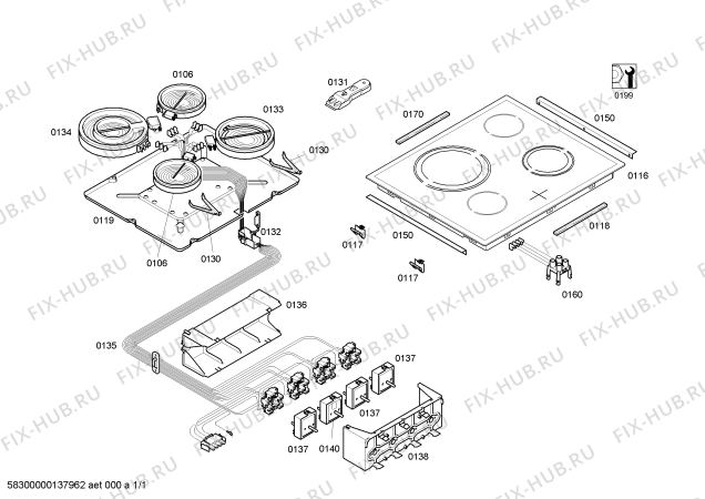 Схема №1 3EE703L с изображением Стеклокерамика для плиты (духовки) Bosch 00682749