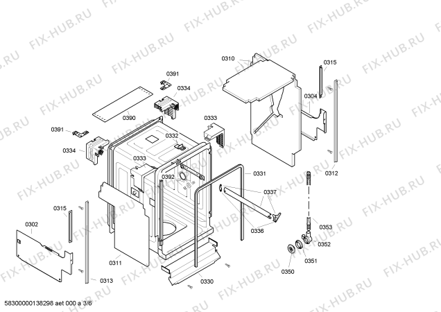 Схема №6 SF64T357EU с изображением Мотор для посудомоечной машины Bosch 00645223