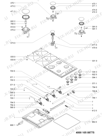 Схема №1 AP2400S с изображением Переключатель для плиты (духовки) Whirlpool 481010560853