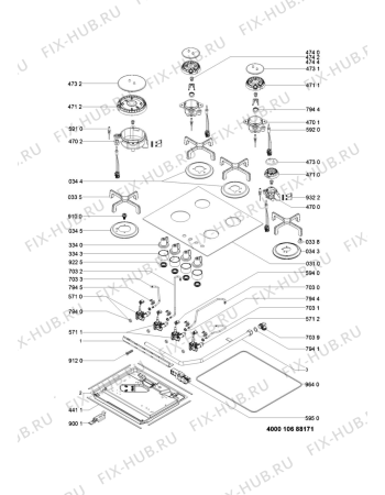 Схема №1 HBGL20B (F102990) с изображением Горелка для электропечи Indesit C00444991