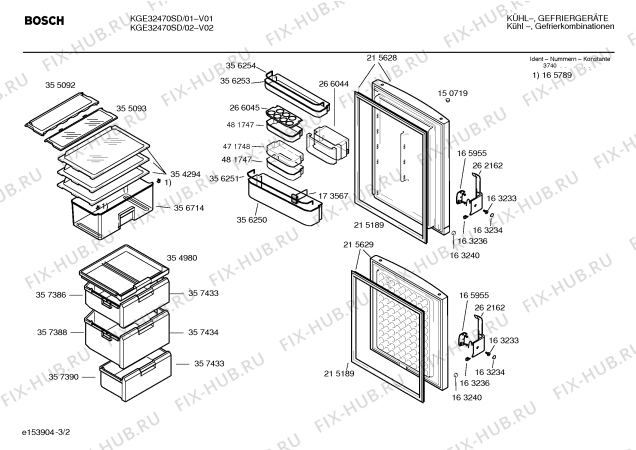Взрыв-схема холодильника Bosch KGE32470SD - Схема узла 02