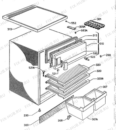 Взрыв-схема холодильника Aeg S.1440-1TK - Схема узла Cabinet + furniture (extra)