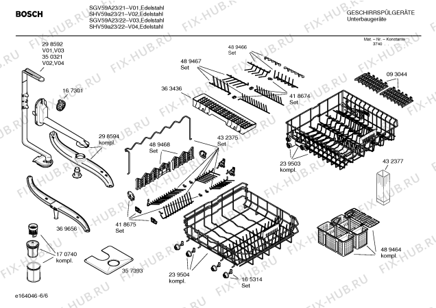 Схема №6 SHV59A23 с изображением Краткая инструкция для электропосудомоечной машины Siemens 00586125