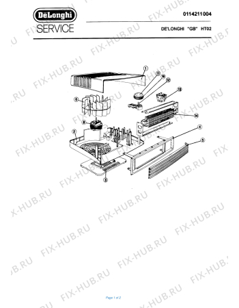 Схема №1 HT02E с изображением Элемент корпуса для ветродува DELONGHI 592398