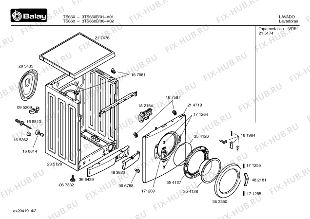 Взрыв-схема стиральной машины Balay 3TS660B TS660 - Схема узла 02