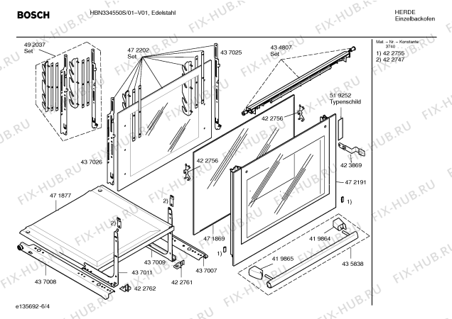 Взрыв-схема плиты (духовки) Bosch HBN334550S - Схема узла 04